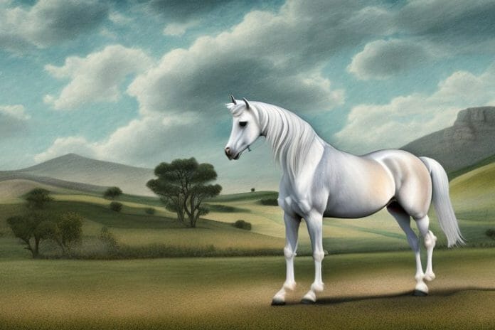 An andalusian horse in a rural landscape in warrenton