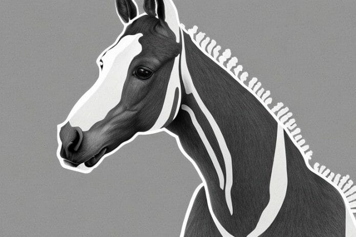 A belgian warmblood horse in a rural setting in grahamstown