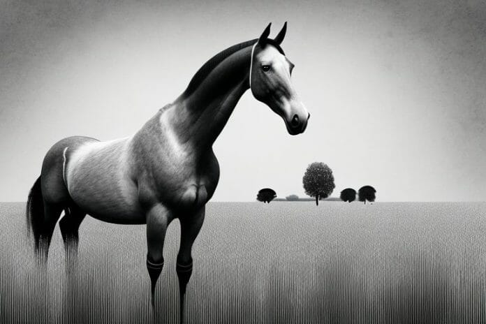 A belgian warmblood horse standing in a field in musina