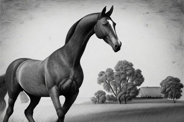 A belgian warmblood horse in a rural setting in white river