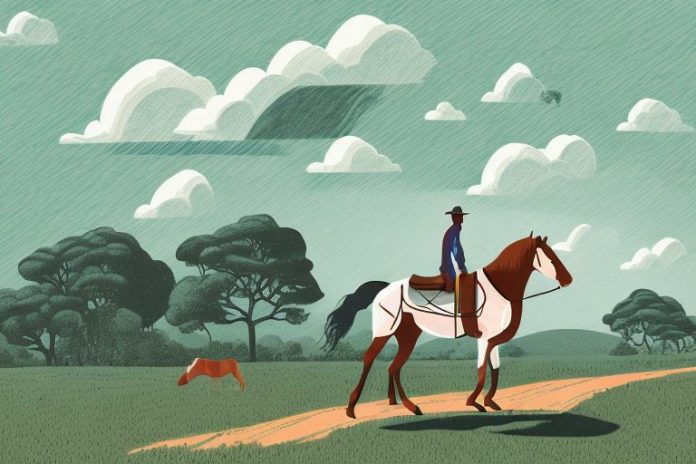 A horse and rider in a rural landscape in limpopo