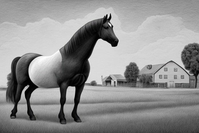 A percheron horse in a rural setting in newcastle