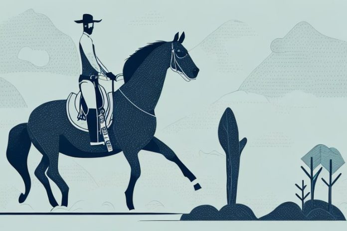 A horse and rider in a scenic landscape in polokwane
