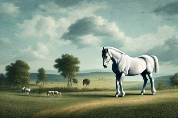 A percheron horse in a rural landscape in umhlanga
