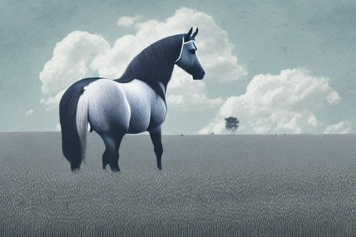 A percheron horse in a field in uitenhage