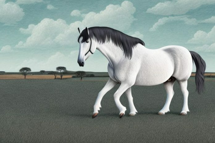 A percheron horse in a rural south african landscape