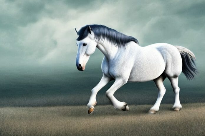 A majestic percheron horse in a rural south african landscape