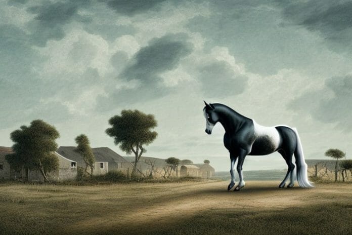 A percheron horse in a rural landscape in port alfred