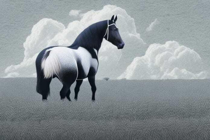A percheron horse in a field in botshabelo