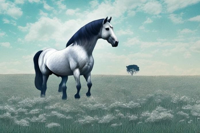 A percheron horse in a field in bloemfontein