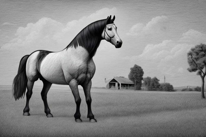 A percheron horse in a rural setting in johannesburg