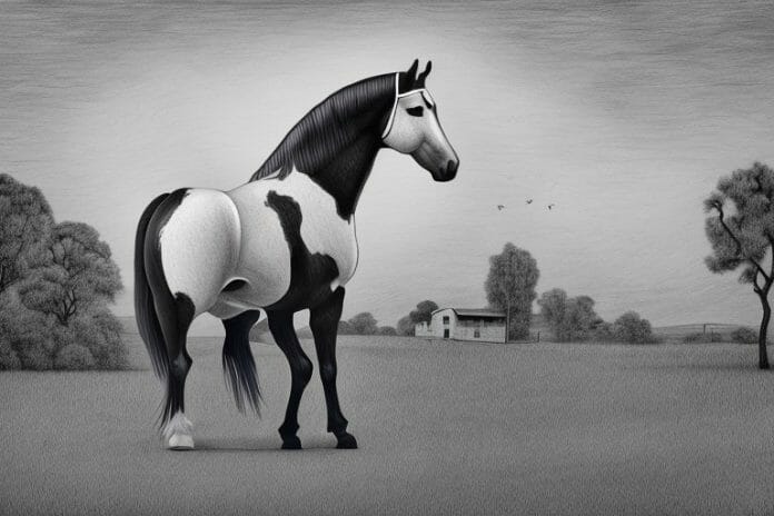 A percheron horse in a rural setting in pretoria