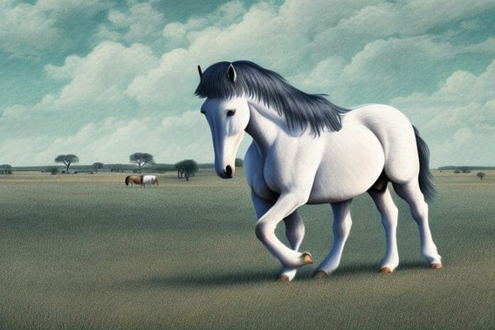 A percheron horse in a rural south african landscape