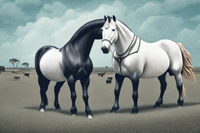 A percheron horse in a rural setting in south africa