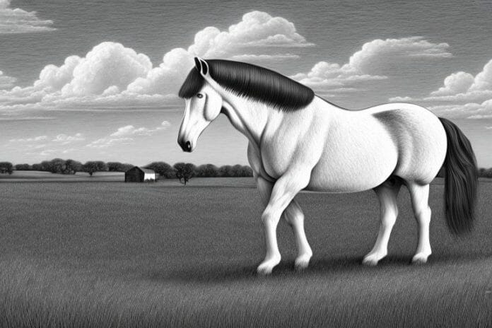 A percheron horse in a rural setting in south africa
