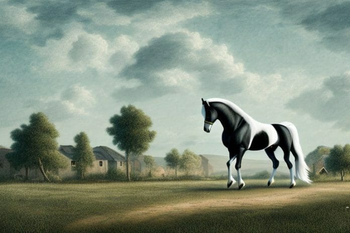 A percheron horse in a rural landscape in roodepoort