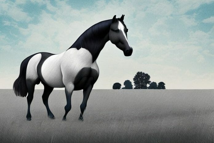 A percheron horse in a field in kempton park