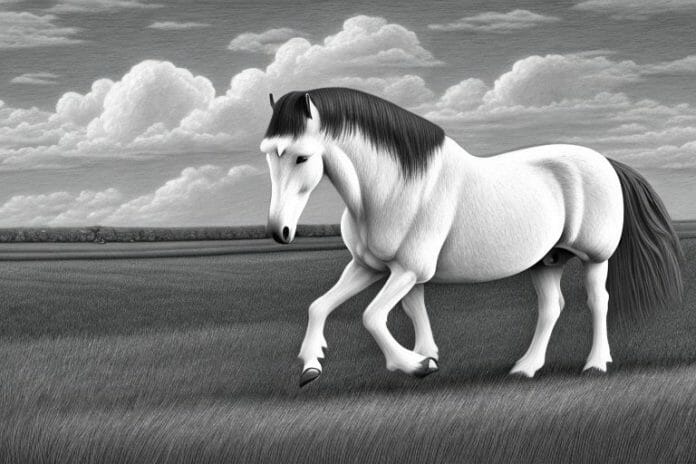 A percheron horse in a rural setting in south africa