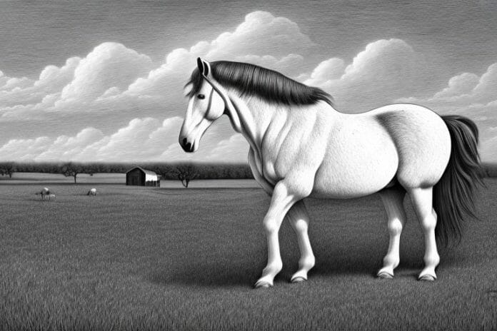 A percheron horse in a rural setting in modimolle