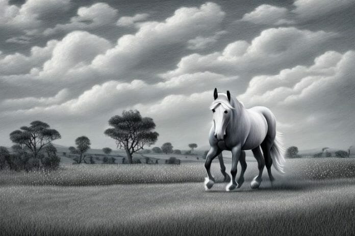 A percheron horse in a rural landscape in bela-bela