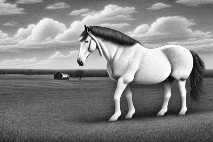 A percheron horse in a rural setting in mpumalanga