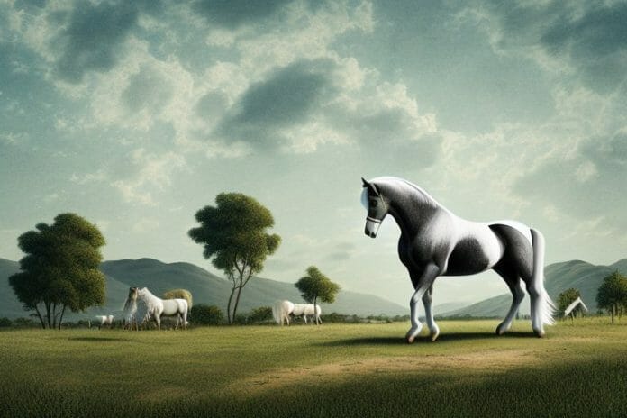 A percheron horse in a rural landscape in barberton