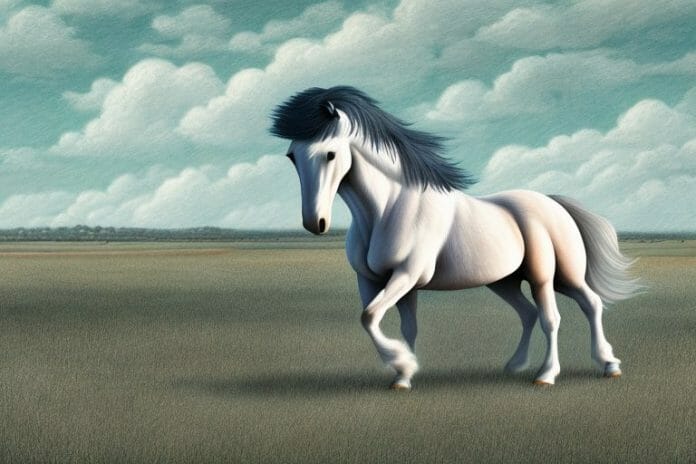 A percheron horse in a rural south african landscape