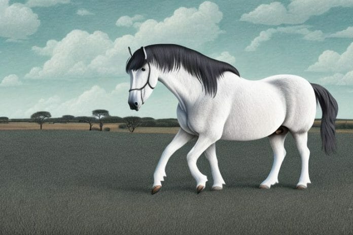 A percheron horse in a rural south african landscape
