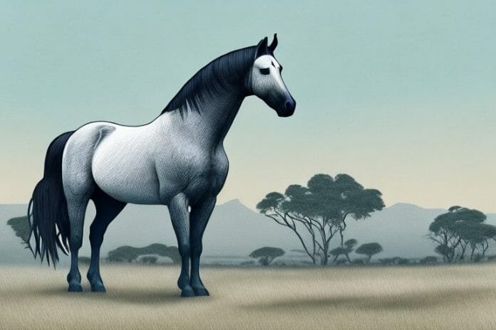A percheron horse in a south african landscape