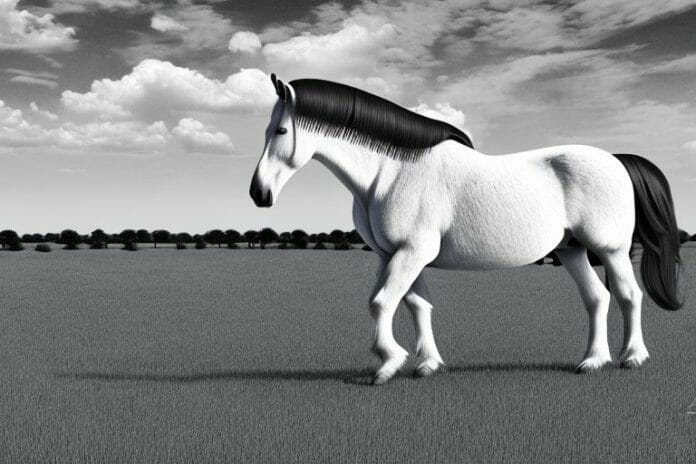 A percheron horse in a rural setting in mafikeng