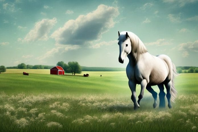A percheron horse in a rural setting