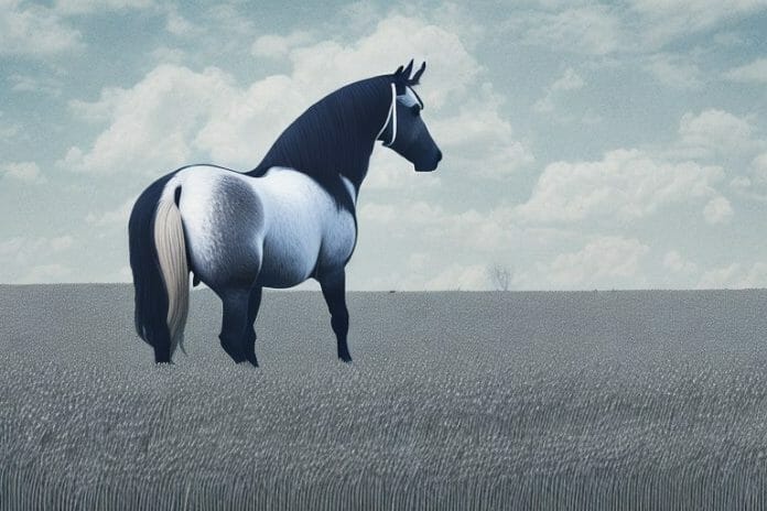 A percheron horse in a field in george