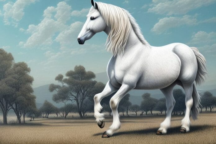 A majestic percheron horse in a rural setting in oudtshoorn