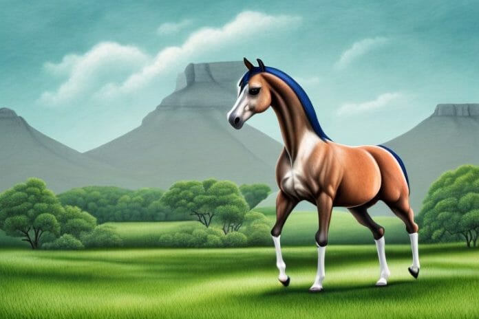 A hanoverian horse in a lush