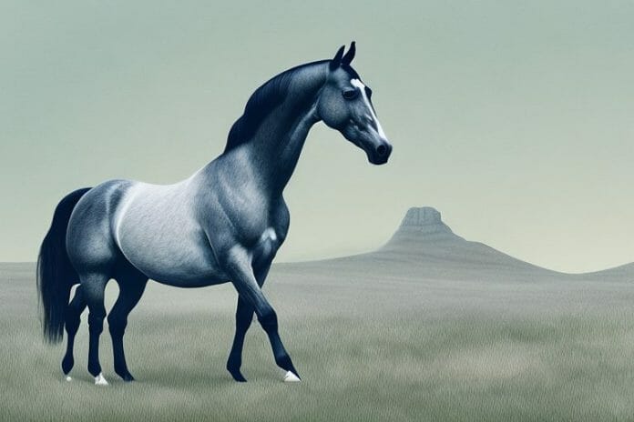 A hanoverian horse in a meadow in aliwal north