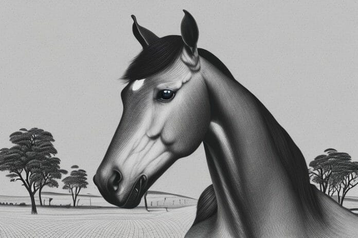 A hanoverian horse in a rural setting in south africa