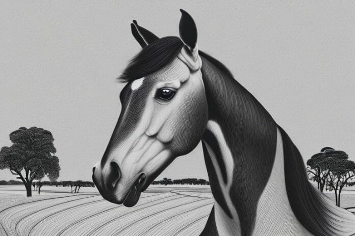 A hanoverian horse in a rural setting in south africa