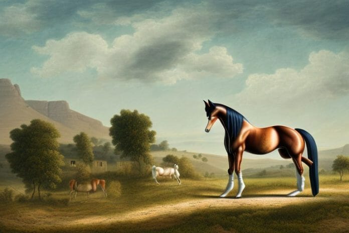 A hanoverian horse in a rural landscape in bethlehem