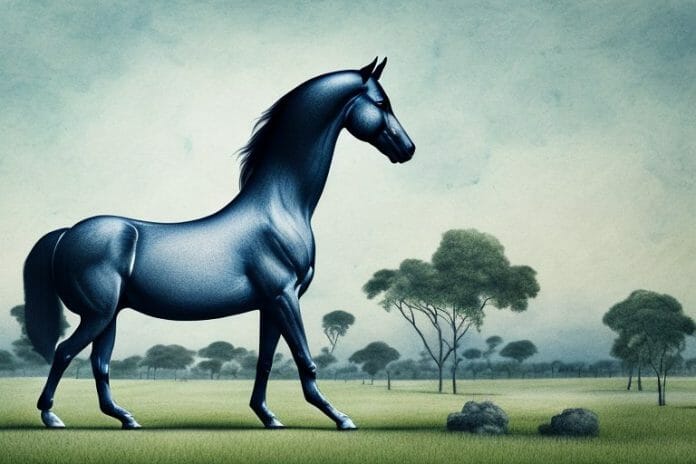 A hanoverian horse in a kempton park