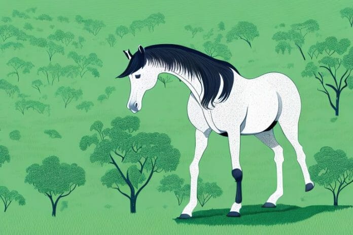 A hanoverian horse standing in a lush green field in the greater pretoria area of south africa