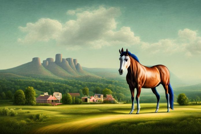 A hackney horse in a rural landscape