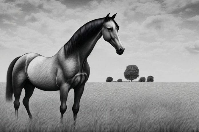 A hanoverian horse in a field in polokwane