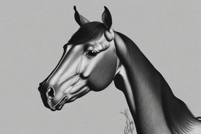 A hanoverian horse in a rural setting in louis trichardt