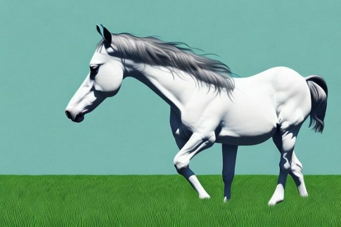 A hanoverian horse in a grassy field in mpumalanga