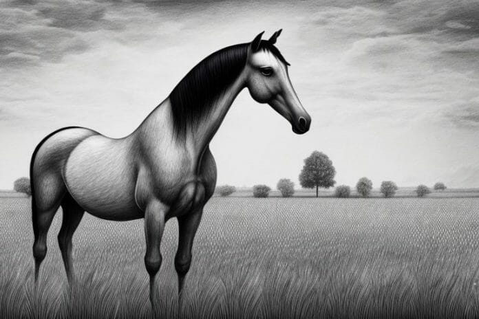 A hanoverian horse grazing in a field in witbank