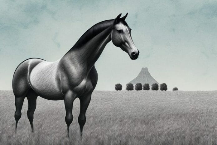 A hanoverian horse in a field in delmas