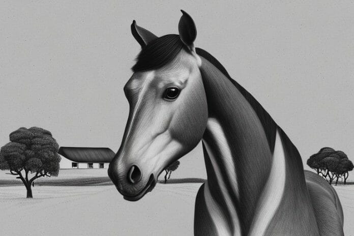 A hanoverian horse in a rural setting in south africa