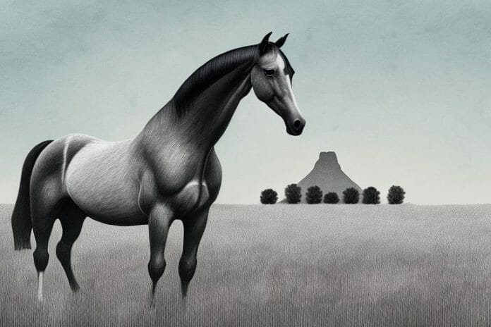 A hanoverian horse in a field in paarl