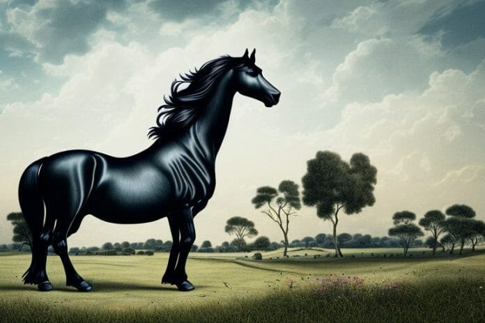 A friesian horse in a rural landscape in pietermaritzburg