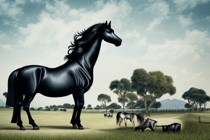 A friesian horse in a rural setting in kwamashu